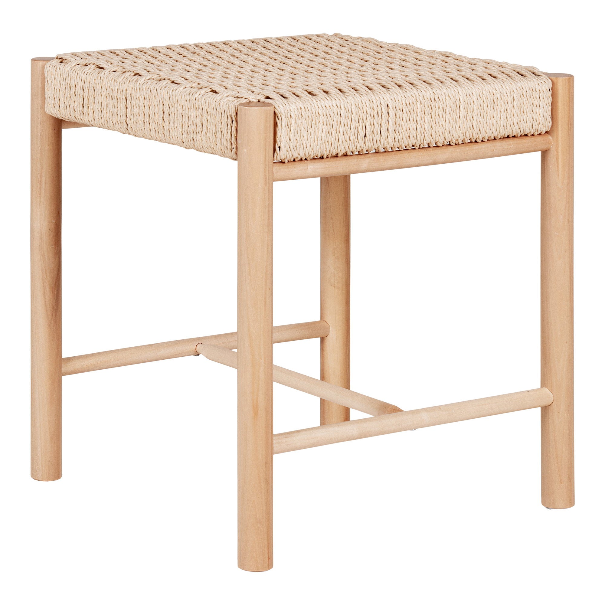 Abano Stool  - Stool with natural wicker seat, poplar wood, natural 42x42x46,5 cm