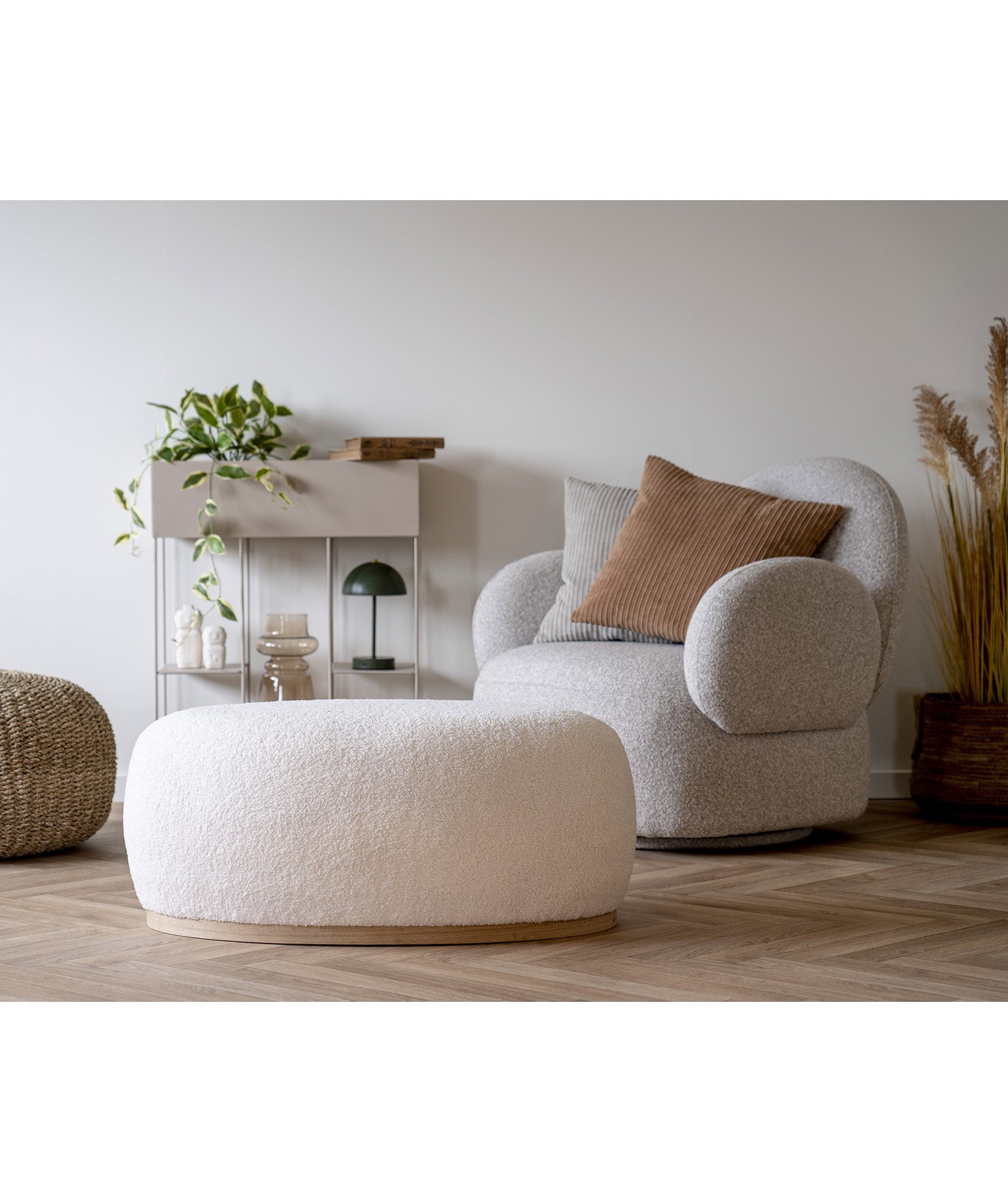 Manhattan Pouf - Pouf, teddy, white 54,5x88,5x36 cm, HN1235