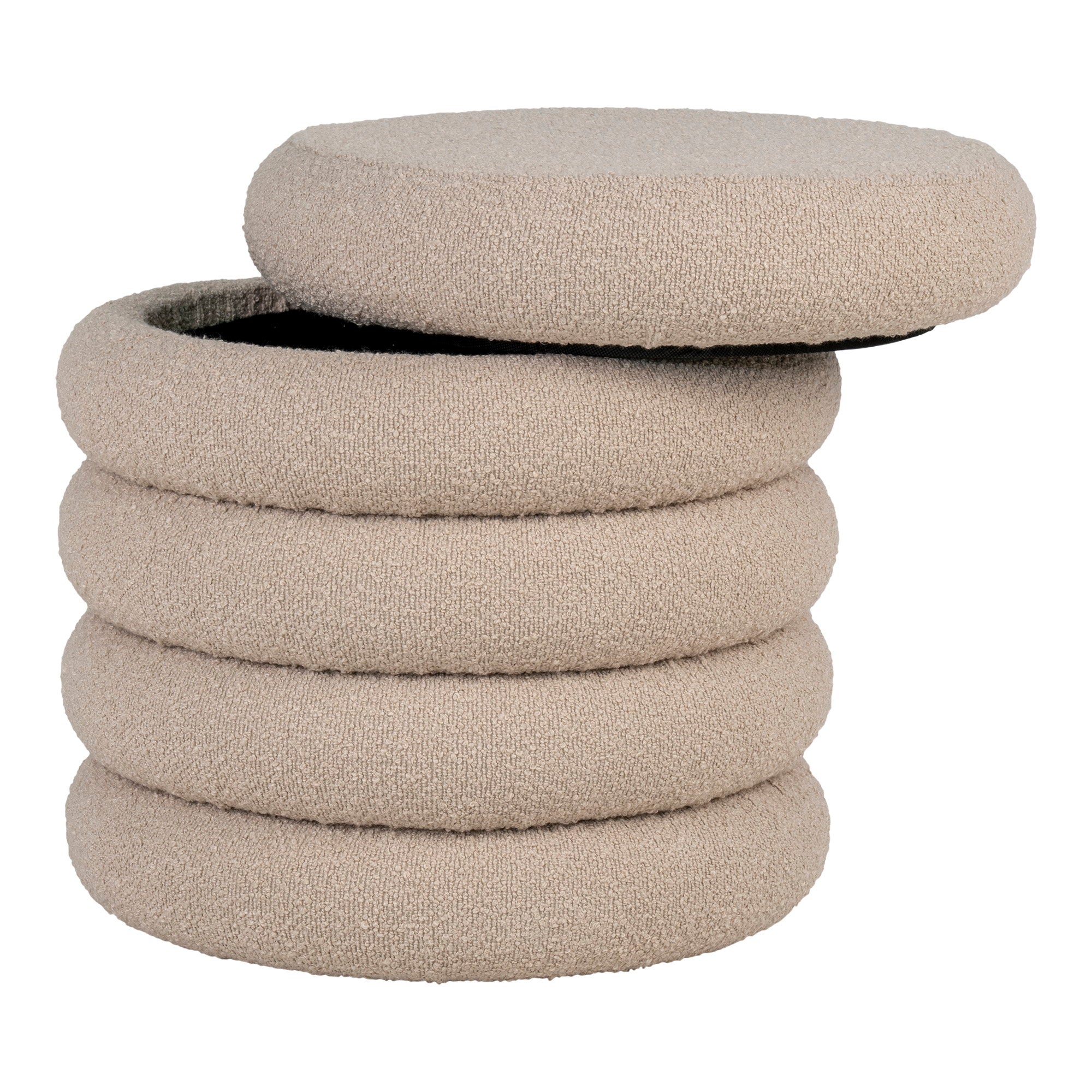 Brooklyn Pouf - Pouf with storage, bouclé, beige ø44x44 cm, HN1242