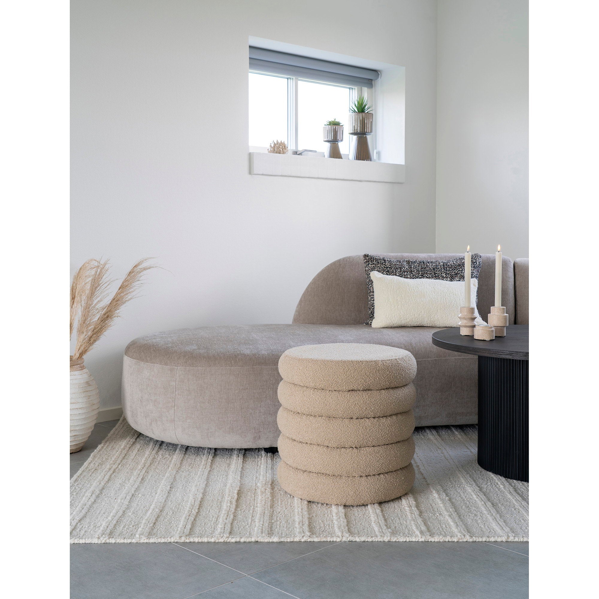 Brooklyn Pouf - Pouf with storage, bouclé, beige ø44x44 cm, HN1242
