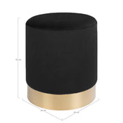 Gamby Pouf - Pouf, velvet, black, brass coloured base ø34x43 cm, HN1207