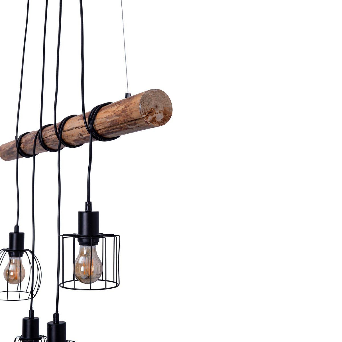 Ovara black metal and wood - pendant lamp