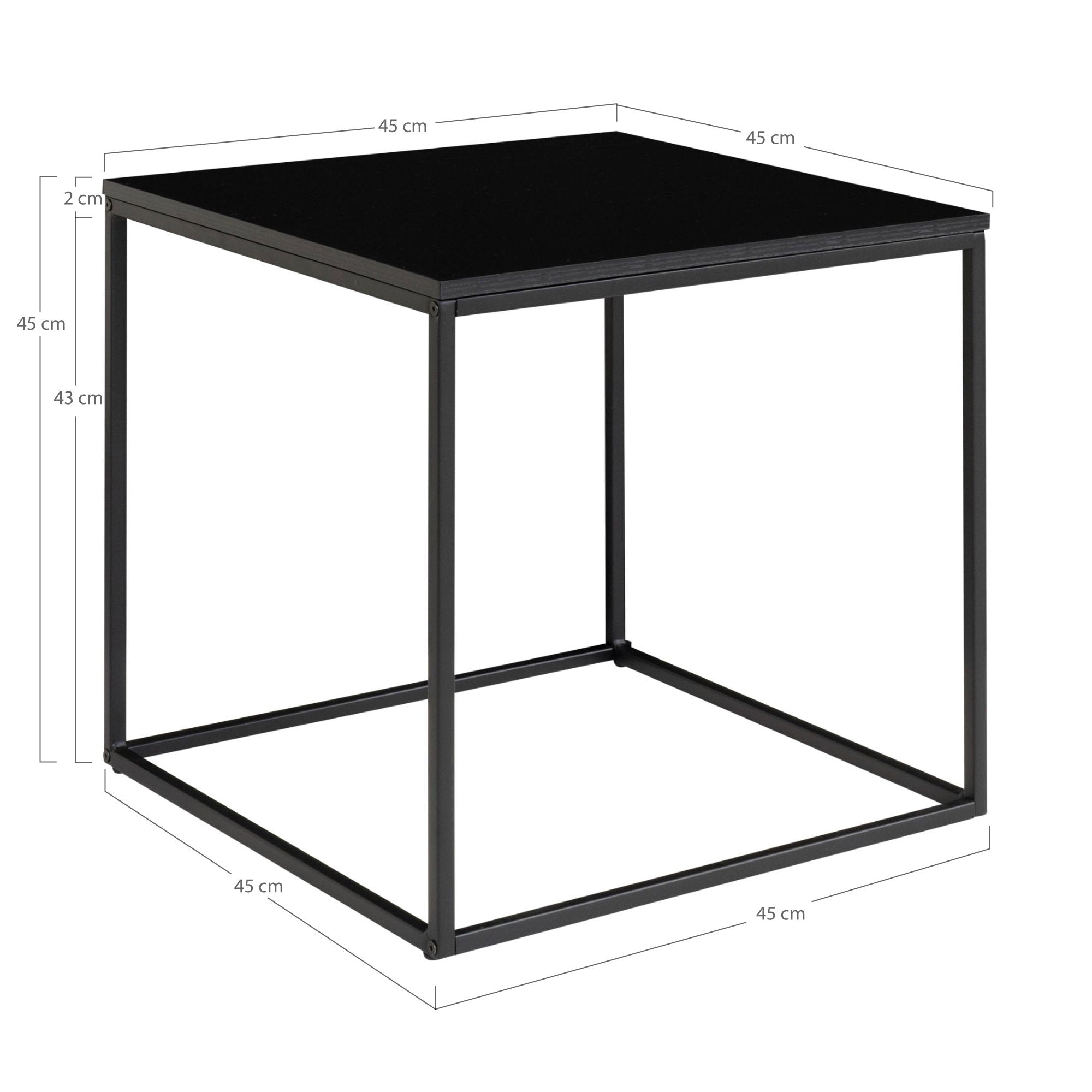 Vita Side Table - Side table, black, black frame 45x45x45 cm