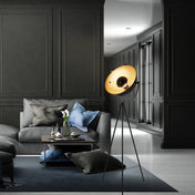 Elegant Black and Gold Three-Legged Floor Lamp for Any Space