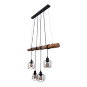 Ovara black metal and wood - pendant lamp