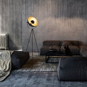 Elegant Black and Gold Three-Legged Floor Lamp for Any Space