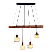 Ovara black metal and wood - pendant lamp