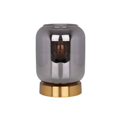 Luce da tavolo di vetro di lusso artigianale in oro e fumo