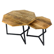 Lastra black metal & reclaimed wood side table set