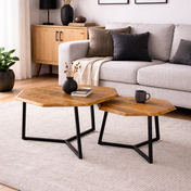 Lastra black metal & reclaimed wood side table set