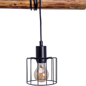 Ovara black metal and wood - pendant lamp