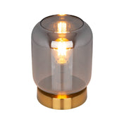 Artisan Crafted Luxury Glass Table Light in Gold and Smoke