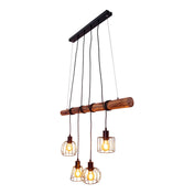 Ovara black metal and wood - pendant lamp