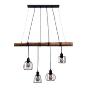 Ovara black metal and wood - pendant lamp