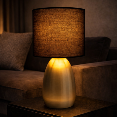 Lampada da tavolo nera in oro Aurum